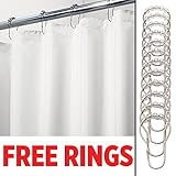 mDesign Mildew-Free, Waterproof Fabric Shower Curtain/Liner with 12 Rings, 72