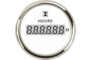 ELING Digital Hour Meter Gauge 52mm (2") with Red Backlight 9-32V (White+Stainless Steel)
