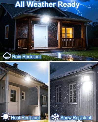 200W 2PCS 20000LM Powerful Outdoor LED Spotlight 6500K Cool White IP67 Waterproof Security Lighting for Garden, Patio, Garage, Terrace, Warehouse