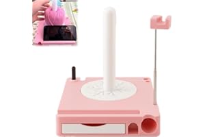 Crochet Caddy, Shiny Portable Multi-functional Yarn Spool Box, Yarn Spinner Holder for Knitting with Phone Stand, Detachable,