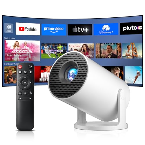 Salange Mini Projector Supports 4K, Android 14 with Apps, Smart Projector Portable with 5G WiFi 6 and Bluetooth 5.4, Small Portable Projector Car Keystone 8000L 270° Rotation, Home Cinema Outdoor