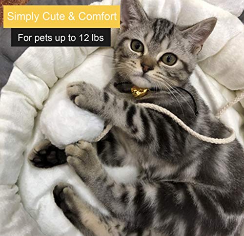 Cat Bed Round Pet Bed for Cats, Kittens, Puppies and Small Dogs / 18.5 inch Washable Pet Bed with Waterproof Bottom and Free Blanket