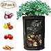 2-Pack Black Garden Grow Bags Durable Plant Growing Bags Outdoor/Indoor Vegetables Bags with Handle Access Flap Waterproof Container Bags (2-Pack/Black) (10 Gallon)