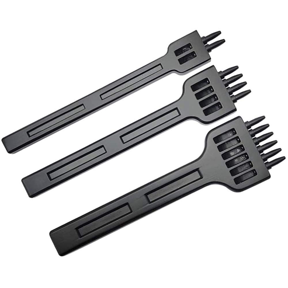 Punch Tool Kit, 3 Pieces Leather Punch Punches DIY Craft Metal 2/4/6 Pins for Belt Leather (4 mm)