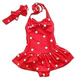 Mego Little Girls' Bathing Suit 2pcs Swimsuit Halter Neck Swimwear