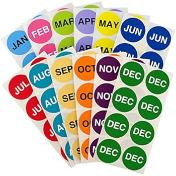 ChromaLabel 1.5 Inch Round Month Labels, 288 Pack, Variety Pack 1