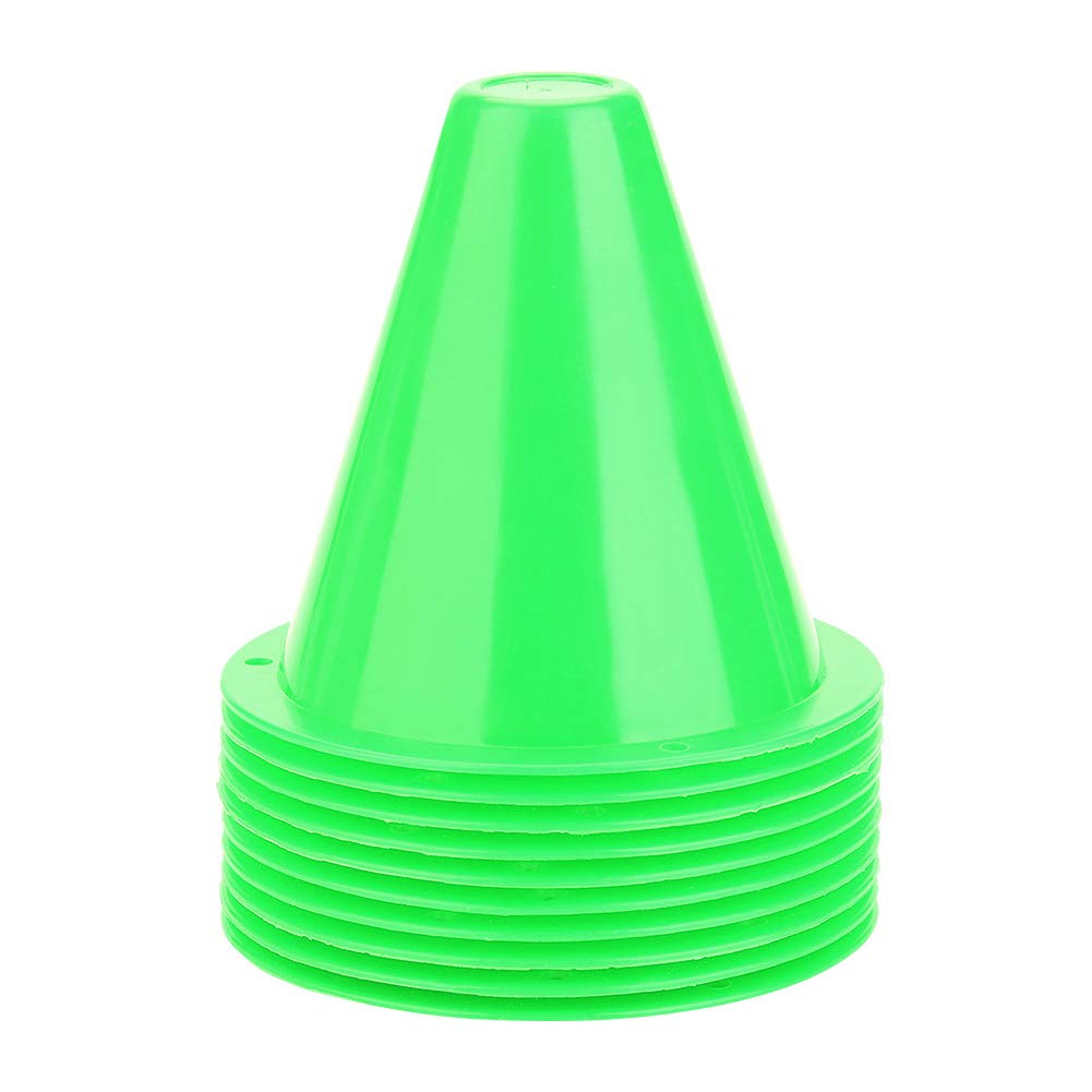 Keenso Soccer Markers, 10pcs 5 Colors Durable Football Training Cones, Green Plastic Football Barriers, for Kids, Adults, Home, School, Club