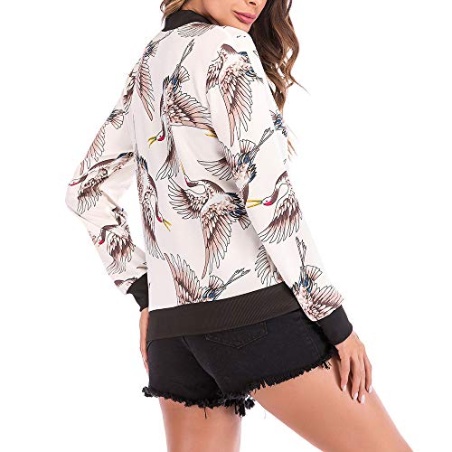 image for GOVOW Baseball Coat Women Bird Print Blouse Fashion Casual Loose Soft 