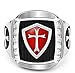 GRHOSE Men's Stainless Steel Ring Knight ring Templar Ring biker Crusader Cross masonic Red Size 10