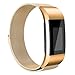 AK for Fitbit Charge 2 Bands, Adjustable Milanese Stainless Steel Metal Band Strap With Magnetic Closure Clasp For Fit Bit Charge 2 HR Fitness Tracker (Gold, Small)