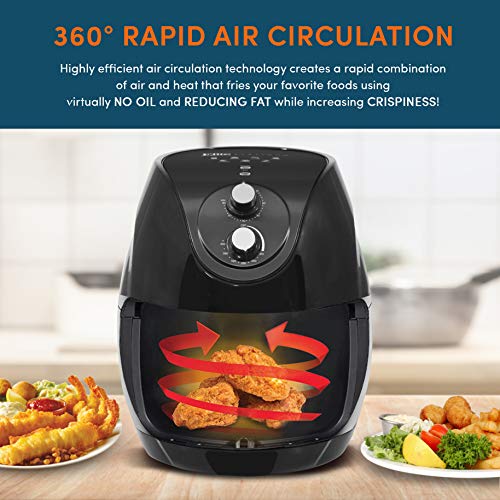 Elite Platinum EAF658 Electric 6.5Qt Air Fryer, XXL Capacity, 4.75Lbs