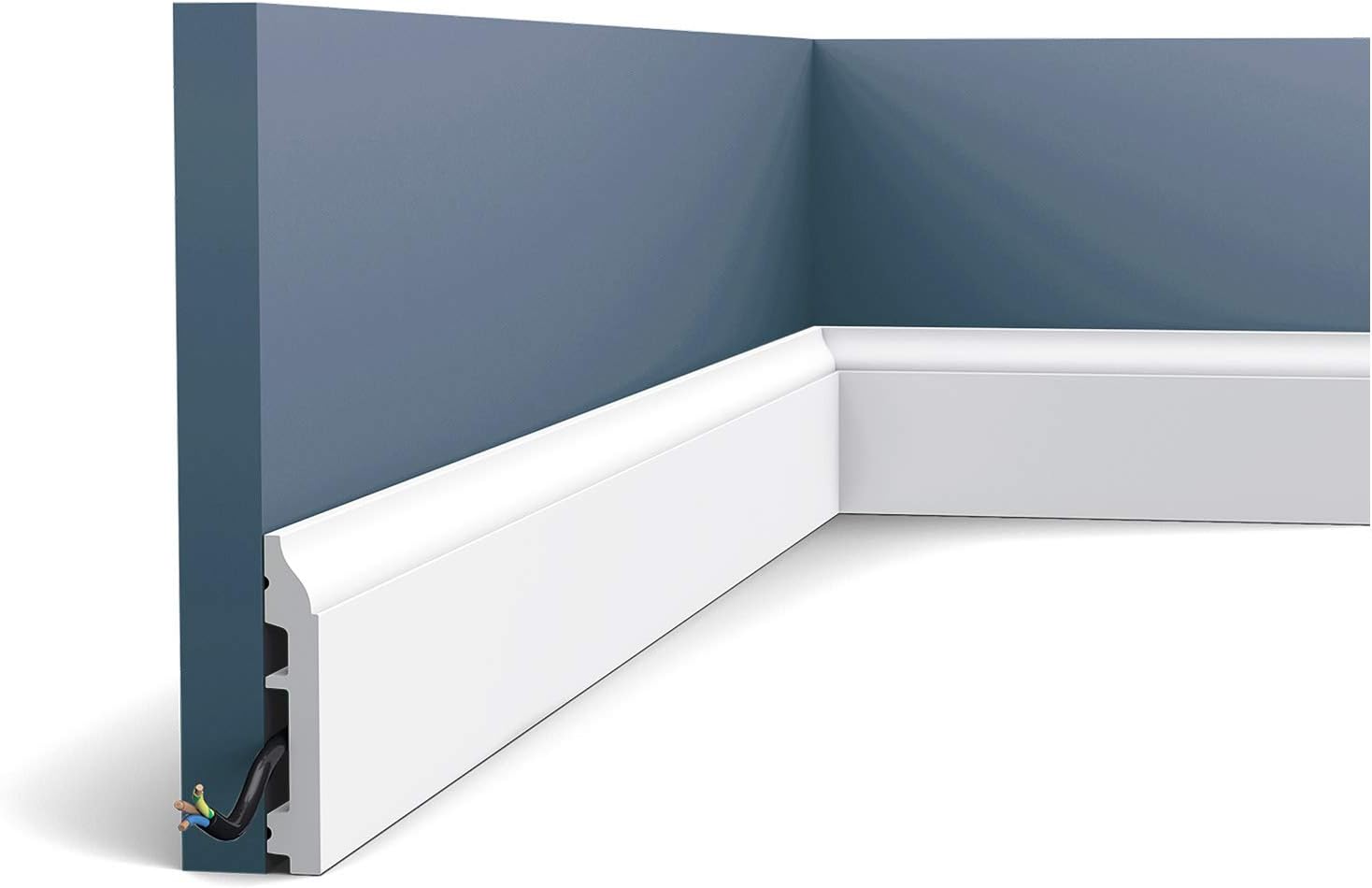 Orac Decor | High Impact Flexible Polyurethane Baseboard Moulding | Primed White | 3-3/8in H x 78in Long