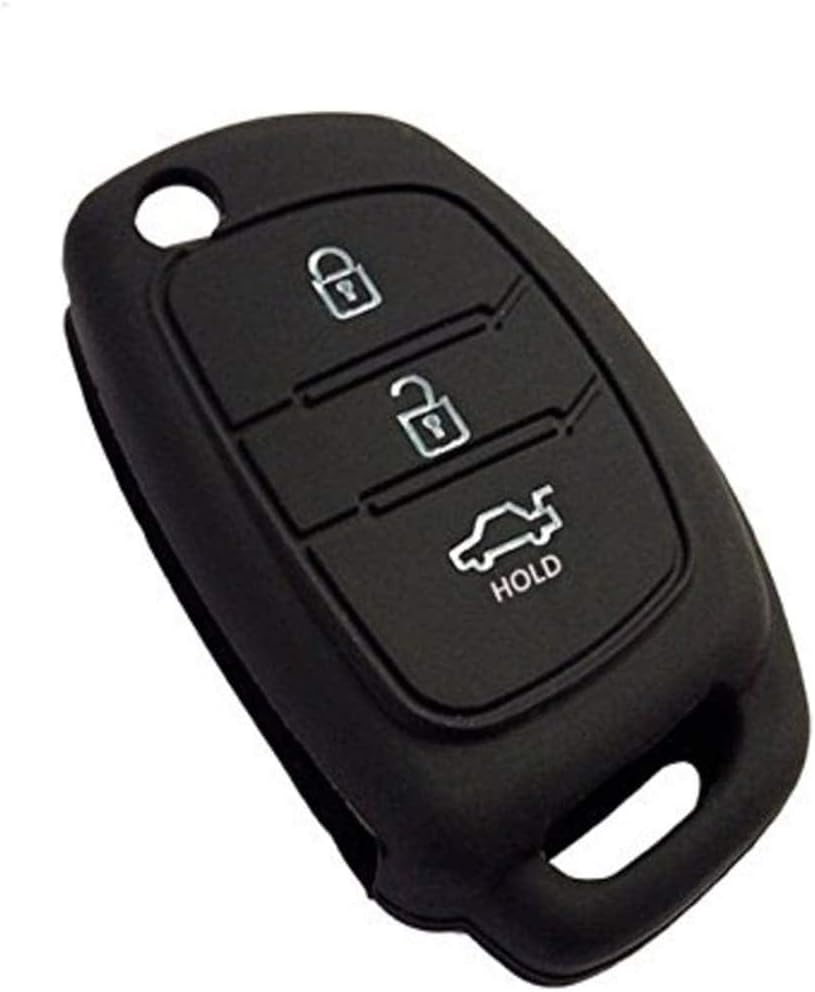 Lootera Branded Silicone Flip Key Cover for New Verna Xcent || Hyundai I20 (Igen) (Only for Flip Key) (Black)
