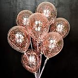 Dusico® Gold Confetti Balloons For Party Decorations, Rose Golden Paper Dots Inside Clear 12 Inches Latex Balloon, (20 Pack), For Helium Or Air. Wedding Supplies
