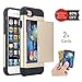 iPhone 7 Case, Moonmini Card Holder Slim Fit Dual Layer Protection Wallet Card Slot Shockproof Bumper Cover for iPhone 7 (2016) - Golden