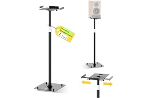 FUTRUE-WOLKER Universal Speaker Stand Pair for Surround Sound, Adjustable with Cable Management, Studio Monitor Stands 25° Tilt Angle, All-Metal Heavy Duty Holds up to 88 lbs, Bookshelf Speaker Stands
