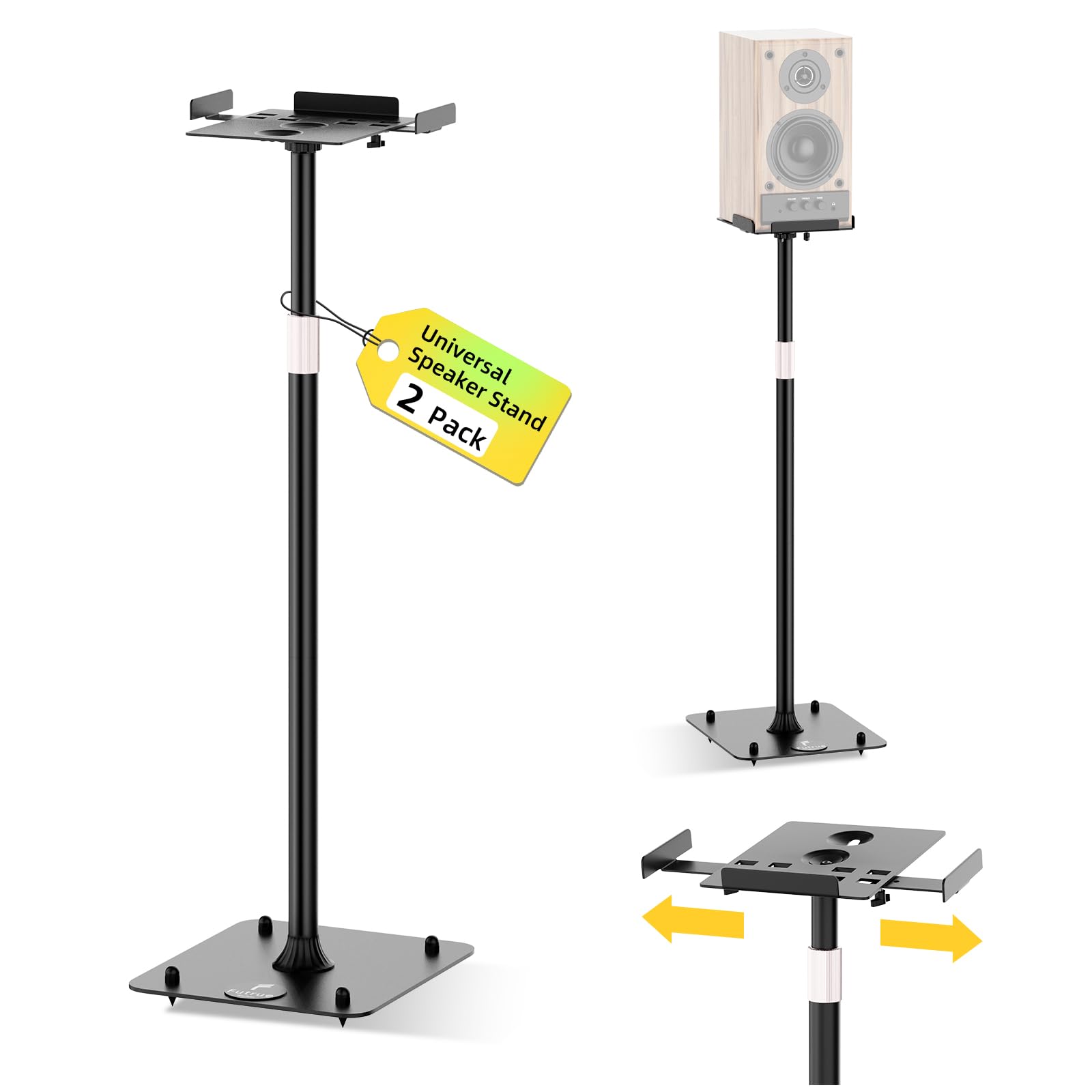 Photo 1 of Universal Speaker Stand Pair for Surround Sound, Adjustable with Cable Management, Studio Monitor Stands 25° Tilt Angle, All-Metal Heavy Duty Holds up to 88 lbs, Bookshelf Speaker Stands
