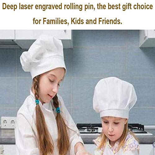 Christmas Wooden Rolling Pins Engraved Embossing Rolling Pin with Christmas Deer snowflake Pattern Christmas Theme Baking Embossed Cookies Noodle Biscuit Fondant Cake Carved Decorative Kitchen Tool - Thumbnail 3