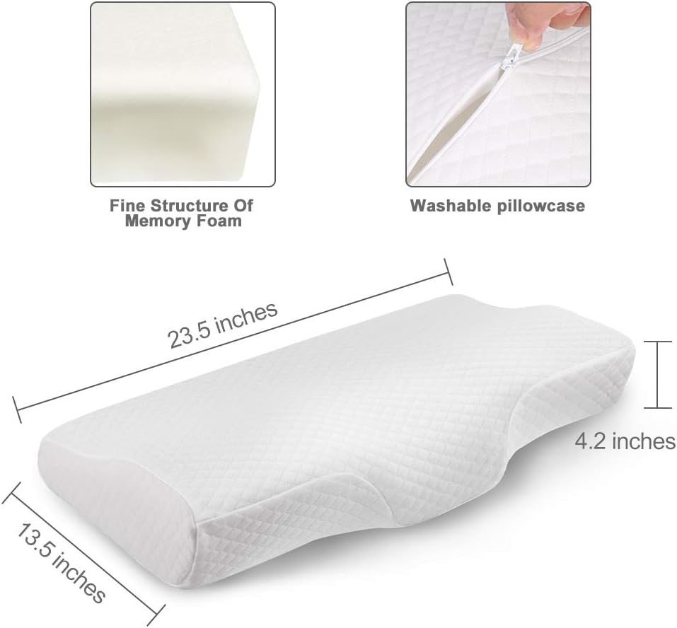 Milemont Memory Foam Pillows for Sleeping Contour Cervical Pillow Bed Pillow for Side, Back and Stomach Sleepers Standard Size Pillow: Kitchen & Dining