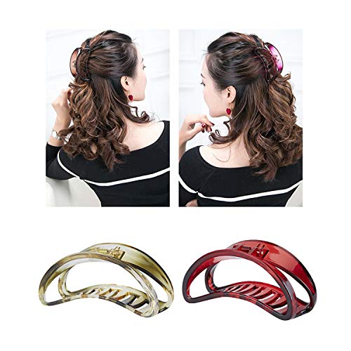 4 Pack Large Clear Transparent Black Brown Red Butterfly Octopus Arcylic Resin Plastic Hair Claw Clips Crab Jaw Barrettes Grips Clamps Clasp Pins Decorative Bangs Buns Twist Hair Accessories for Women