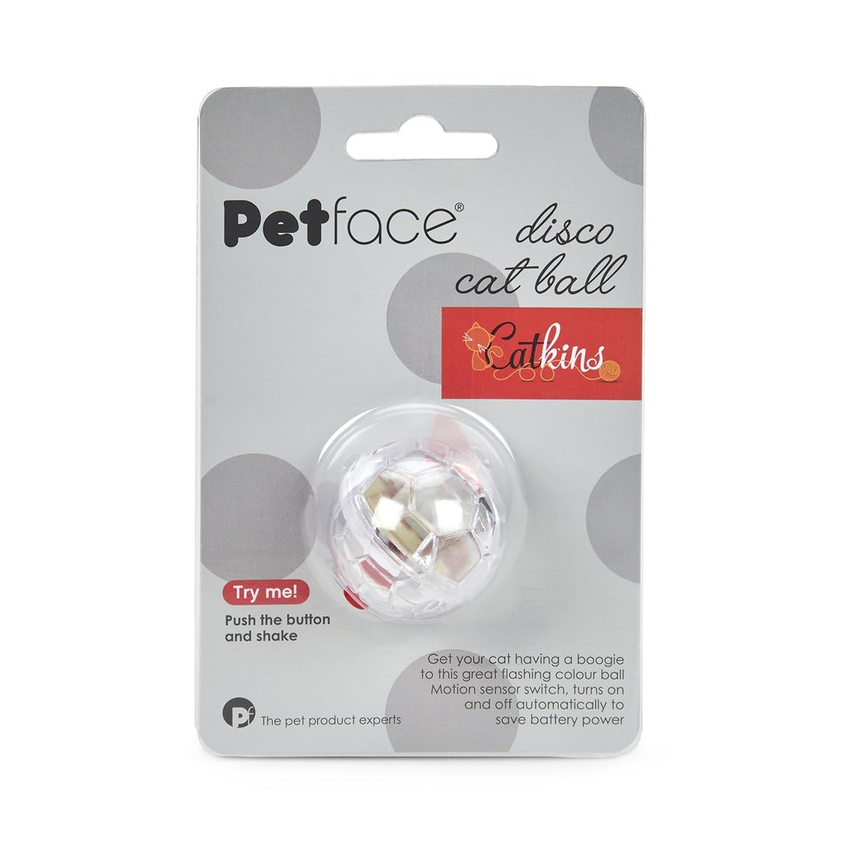 Petface Light Up Disco Ball Interactive Colour Changing Cat Toy, 3.5 cm Diameter (Pack of 1)