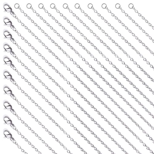Stainless Steel Necklace Chain, Hypoallergenic, 20 Pack, Silver, Jewelry Making Accessories (17+19 inch)