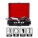 Musitrend Bluetooth Turntable Portable Suitcase Vinyl Records Player with Built-in Speakers, USB/SD Recorder, Rechargable battery, Headphone Jack, RCA line out, Black