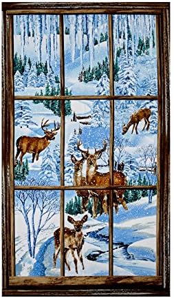 Snowy Christmas Glitter 24in Panel Blue Fabric