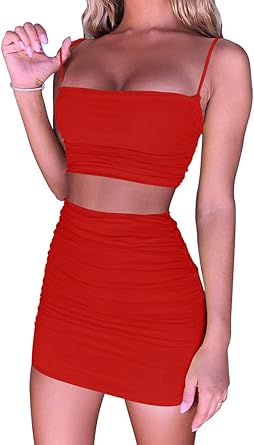 red two piece outfit