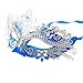 Masquerade Mask Shiny Metal Rhinestone Venetian Pretty Party Evening Prom Mask,Silver and Blue,One size