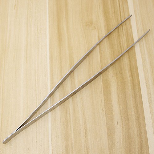 NUOMI Long Straight Tweezers Thumb Dressing Forceps Serrated Tips 12" Stainless Steel Culinary Tweezers