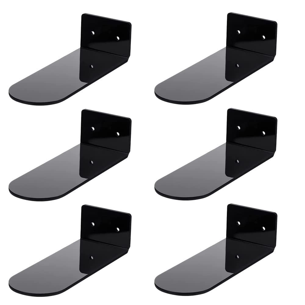 Hausdec 6 Pack Floating Sneaker Shelves, Black Acrylic Shoe Display Shelves,for Display Collectible Shoe&Sneaker