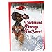 C4287XSG-B12 Box Set of 12 Dachshund Through The Snow Merry Christmas Greeting Cards; with Envelopes