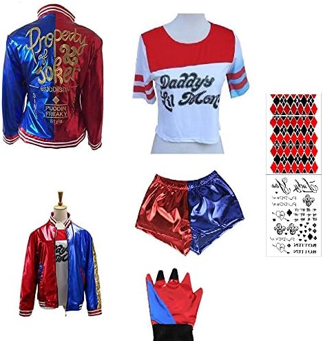 SUPETE Kids Girls Coat Shorts Tops Set Halloween Costume (L=130CM(8-10Years), Red / Blue Embroidered)