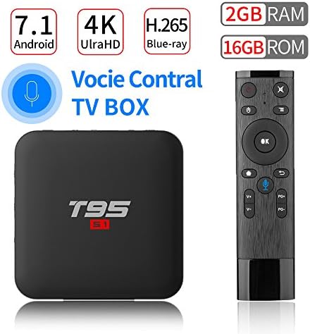 PULIER T95 S1 Voice Control Android 7.1 TV Box 2GB RAM 16GB ROM S905W Quad Core Support 1080P 4K ultra-HD H.265 Blu-ray HDMI Smart TV Media Player 2018 Newest