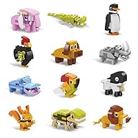 IAMGlobal 12 in 1 Mini Building Blocks Animals, Assorted Toy Animal, Building Blocks Stem Toys, Party Favor for Kids, Goodie Bags, Birthday, Carnival Prizes