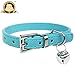 CatYou 3PCS Small Jingle Bell Leather Pet Collar for Cats Puppies Dogs, Adjustable 8.5