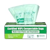 Primode 100% Compostable Bags 2.6 Gallon Food Scraps Yard Waste Bags, Extra Thick 0.71 Mil. ASTMD6400 Compost Bags Small Kitchen Trash Bags, Certified by BPI and TUV EU (100)