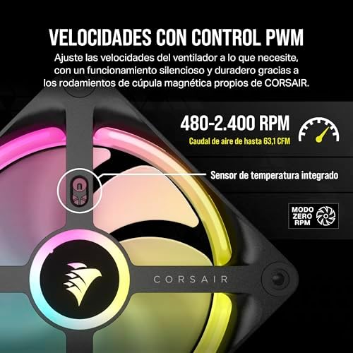 Corsair iCUE Link QX120 RGB 120mm Magnetic Dome Fans Triple Starter Kit com iCUE Link System Hub - Preto