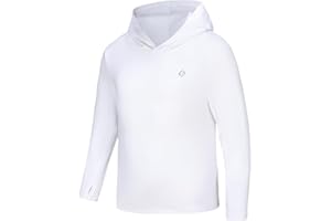 HODOSPORTS Boys Rash Guard Swim Shirt Long Sleeve for Kids UPF 50+ Sun Protection Hooded Swimming Hiking Shirts Swimsuit