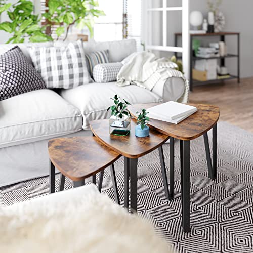 VASAGLE Industrial Nesting Coffee Table,Set of 3 End Tables for