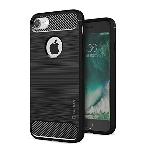 Tarkan Armor Rugged Rubberized Back Case Cover for iPhone 7 & iPhone 8 [Carbon Black]