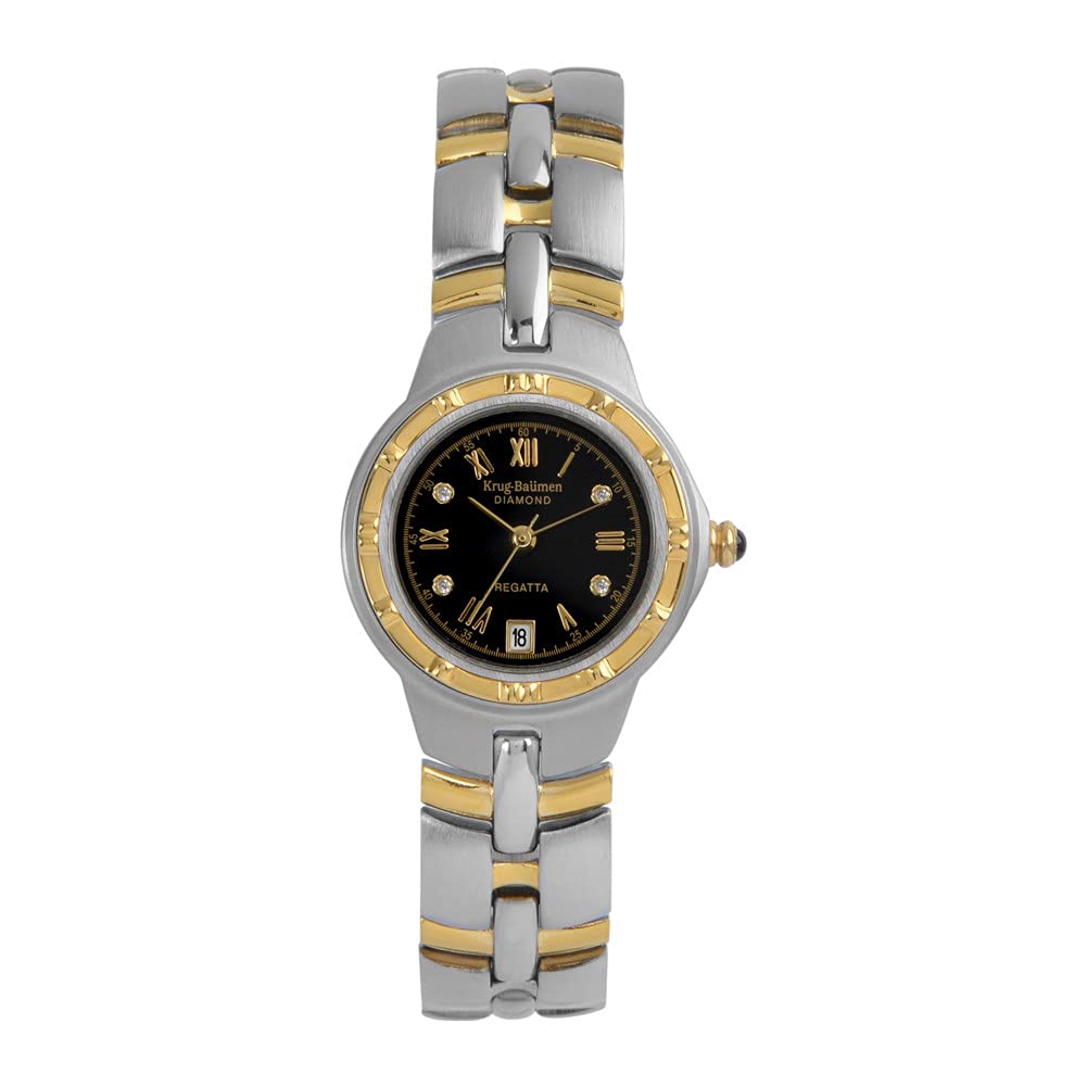 Krug-Baumen Diamond Ladies Gold and Silver Watch with Stainless Steel Two-Tone Strap