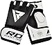 RDX MMA Gloves Sparring Martial Arts Grappling Cowhide Leather Training UFC Cage Fighting Combat Punching Bag Gel Mitts,Black,X-Large
