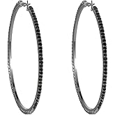 Large Rhinestone Hoop Earrings for Women Girls Hypoallergenic Extra Big 80mm Huggie CZ Hoops Dangle Drop Earring Fashion Chic Party Jewelry Gifts 3 inch