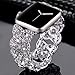 VIQIV Bling Bands for Compatible with Apple Watch 42mm 44mm 45mm 49mm Ultra Iwatch Series 9 8 7 6 5 4 3 2 1, Diamond Rhinestone Stainless Steel Metal Bracelet Wristband Strap for Women Silver