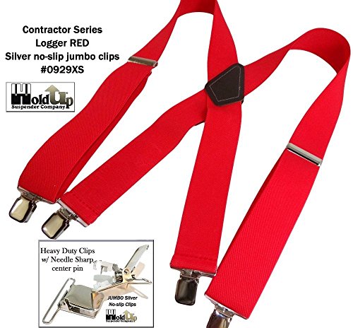 Contractor Series 2" Wide Work Suspenders in Bright Logger Red With No-Slip Clips