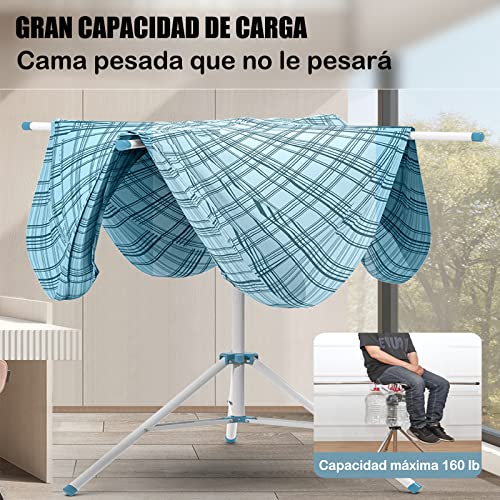 CARYWON Tendedero Plegable para Ropa, Tendedero para Ropa, Soportes Tendederos, Portátil de Acero Inoxidable Tendedero de Ropa Plegable, Tendedero Plegable y Extensible para Interiores y Exteriores