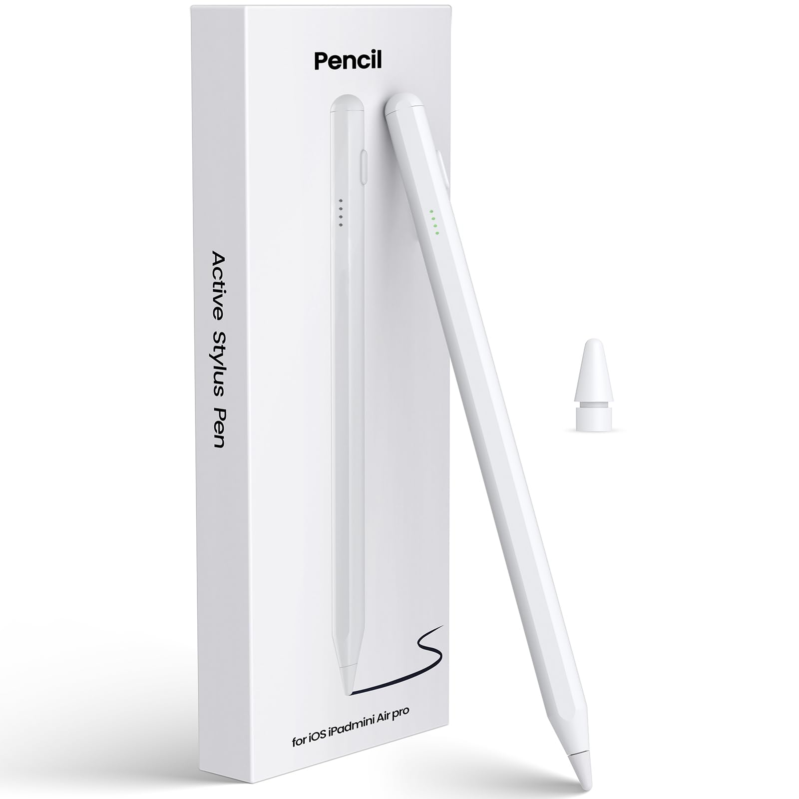 AOURUCH Stylus Pen for iPad 2018-2025 - LED Power Display Type-C Fast Charging 1st Gen with Tilt Sensitivity Palm Rejection for iPad 6-11 Gen Air 3/4/5/M2/M3 Mini 5/6 Pro 11"/12.9"/M4 (White)