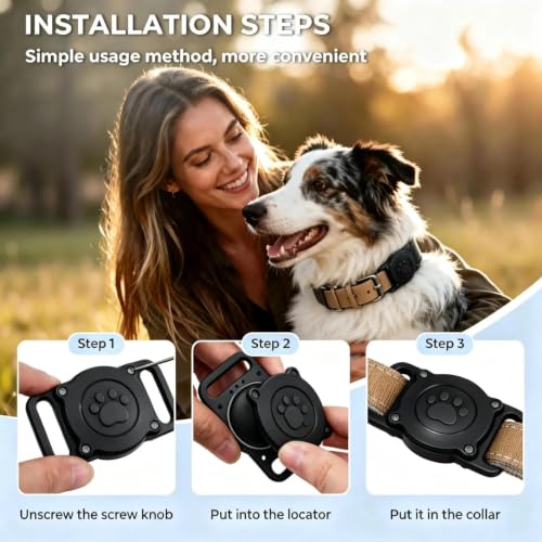 NozlaID GPS Dog Tracker (Android & iOS), Mini Cat Dog Tracker No Monthly Fees, Smart Pet Activity Tracker, Dog Cat Collar Waterproof Holder with Tracking Device (1 Pack)